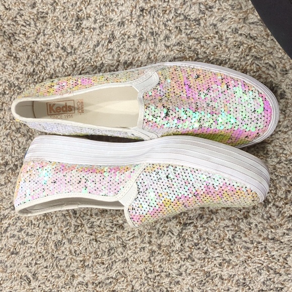 Keds Double Decker Glitter Celebrations Slip On Womens 10 Sequin Pump - Picture 3 of 7